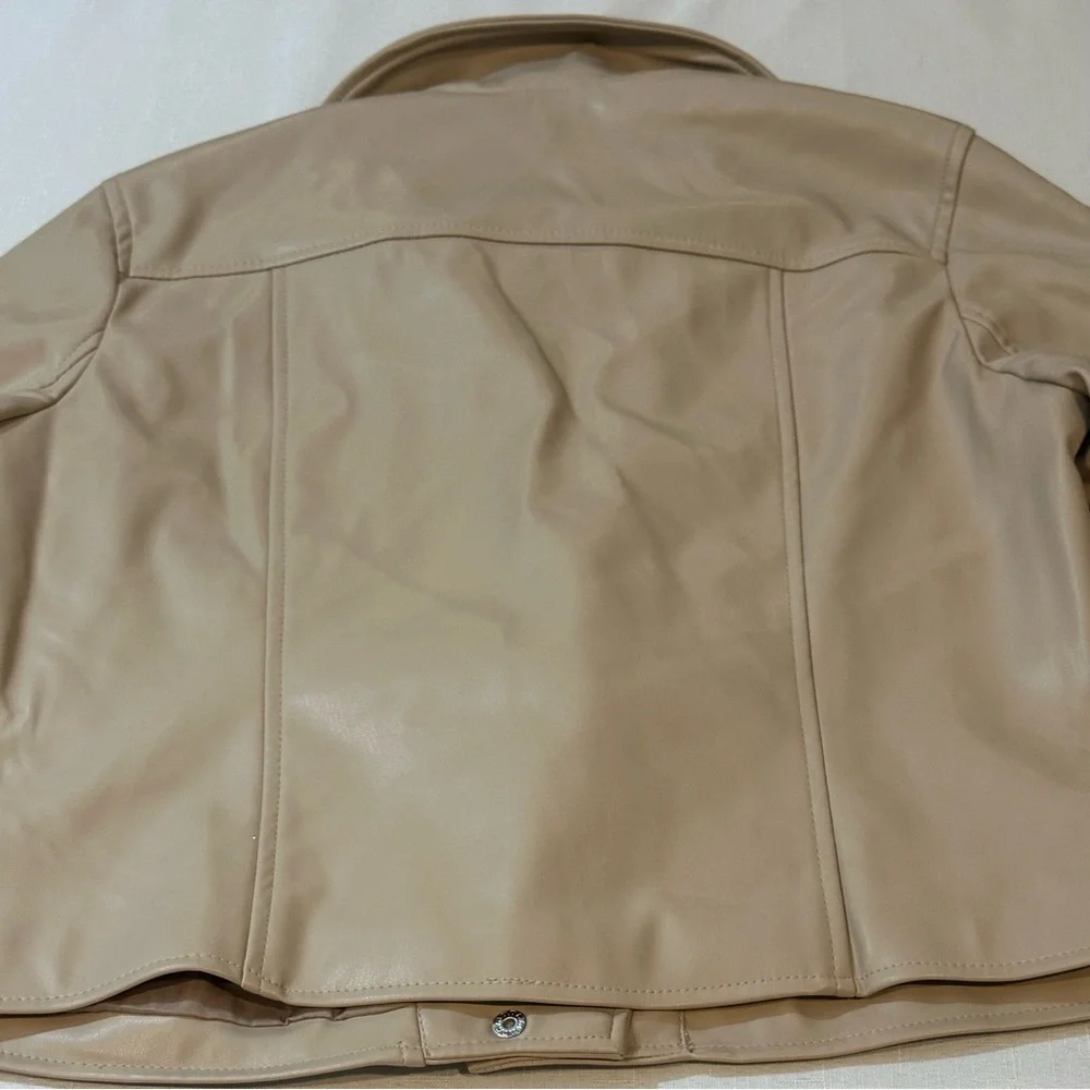 Sam Edelman Faux Leather Moto Jacket Beige | NWT Size Small - Picture 10 of 12